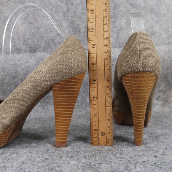 Kenneth Cole Shoes Womens 7.5 Pumps Platform Peep Toe Slip On Knot Fabric Brown - Picture 6 of 15